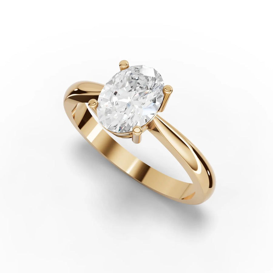 Oval diamond ring yellow gold angle