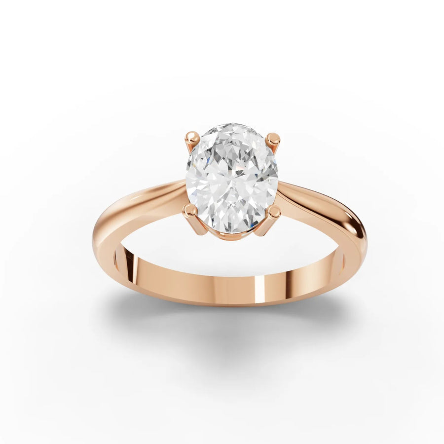 1.25 CT oval lab-grown diamond ring rose gold top