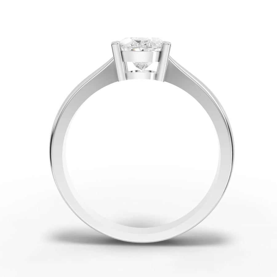 Oval lab-grown ring white gold close-up