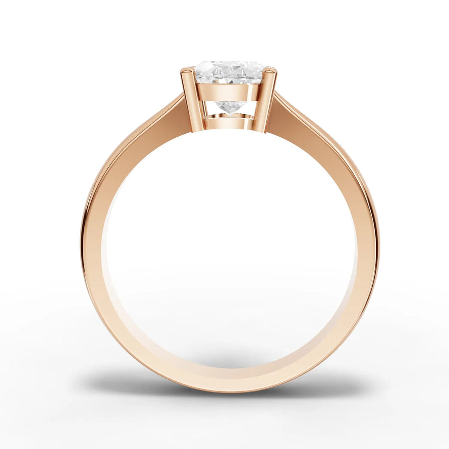 Oval lab-grown ring rose gold close-up