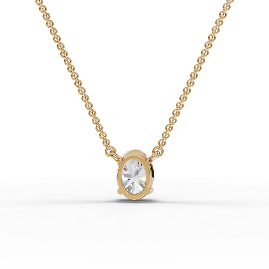Lab-grown oval pendant yellow gold close-up