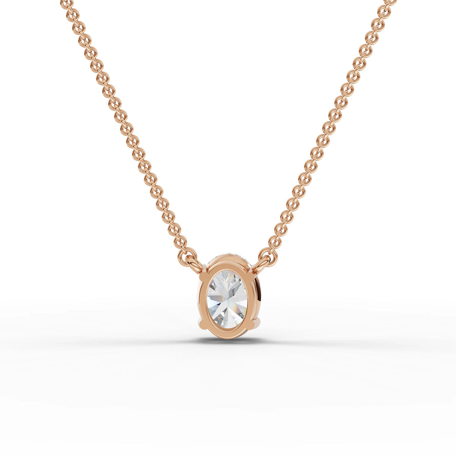 Lab-grown oval pendant rose gold close-up