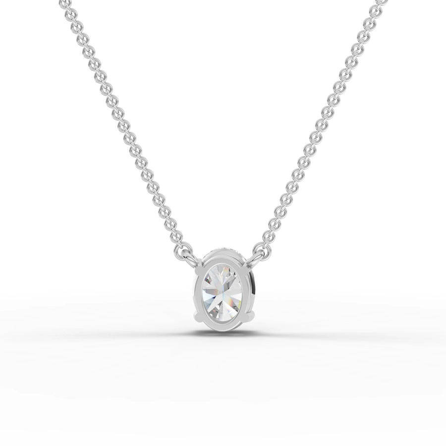 Lab-grown oval pendant white gold close-up