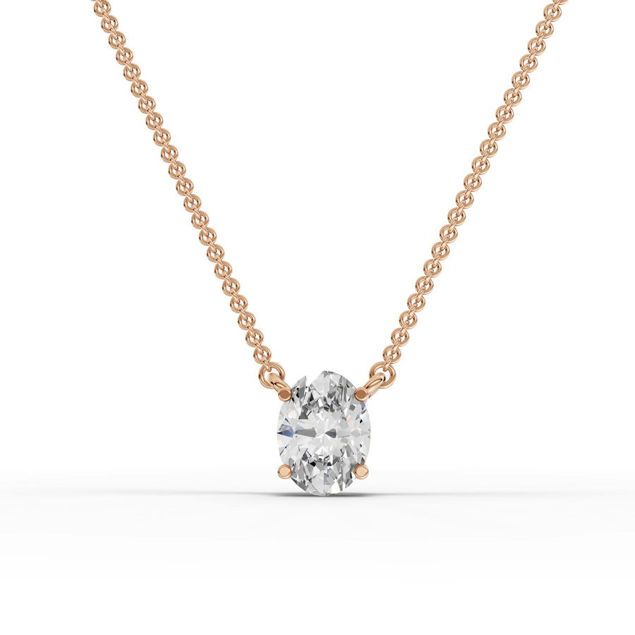 1.09 CT oval lab-grown diamond pendant rose gold front