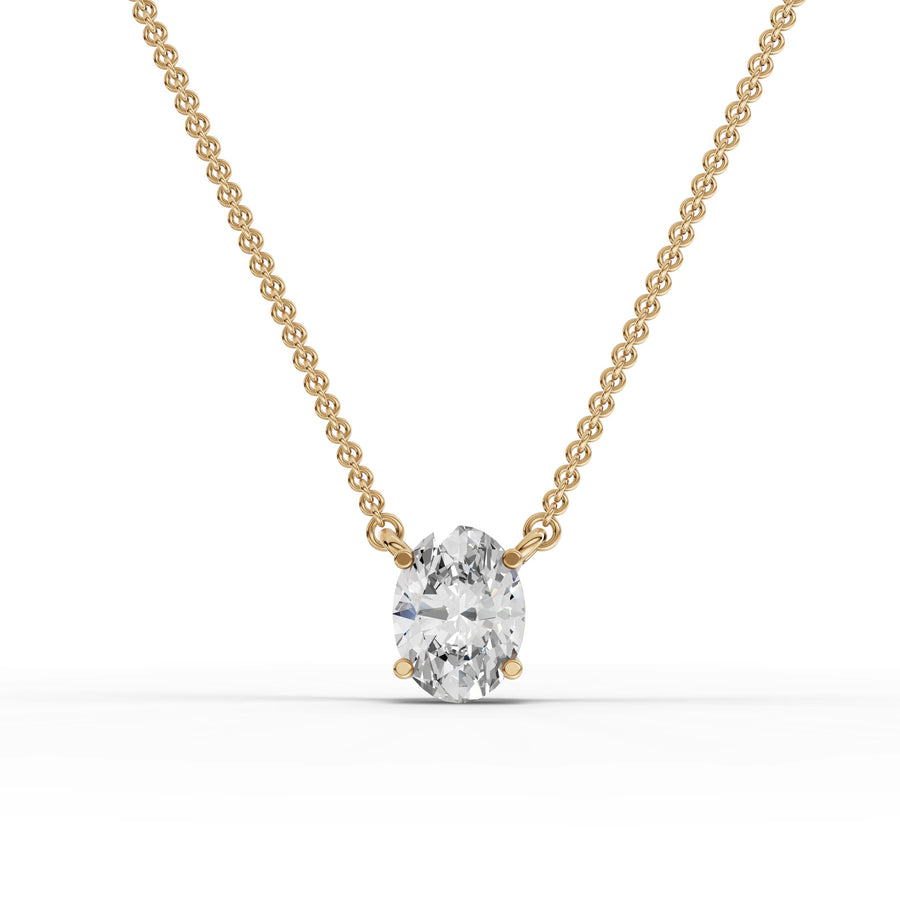 1.09 CT oval lab-grown diamond pendant yellow gold front