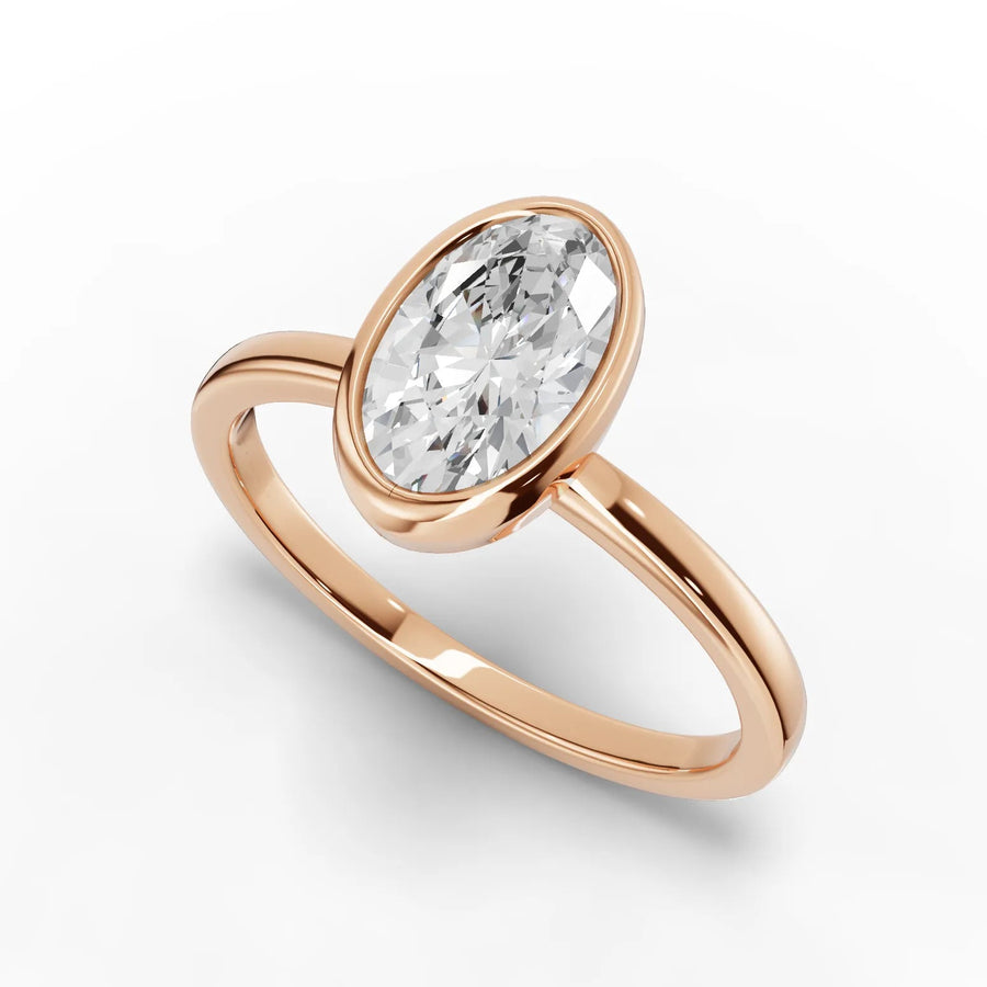 Rose gold finish with oval diamond