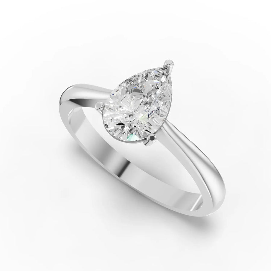 Pear diamond ring white gold angle