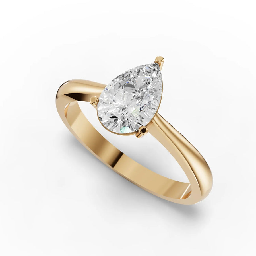 Pear diamond ring yellow gold angle