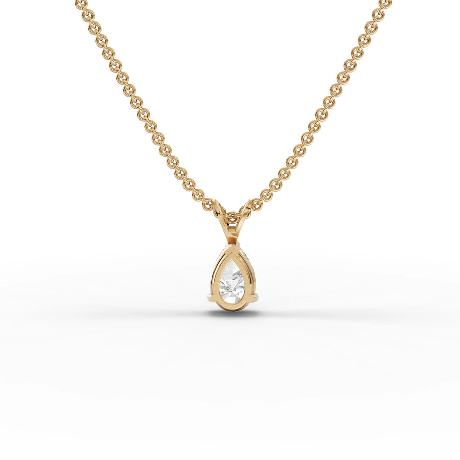 yellow gold 1Lab-grown pear pendant yellow gold close-up
