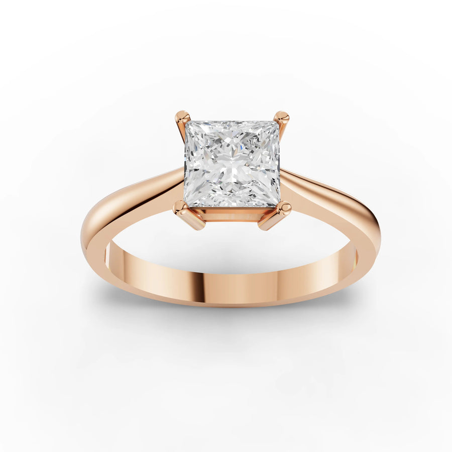 1.00 CT princess lab-grown diamond ring rose gold top