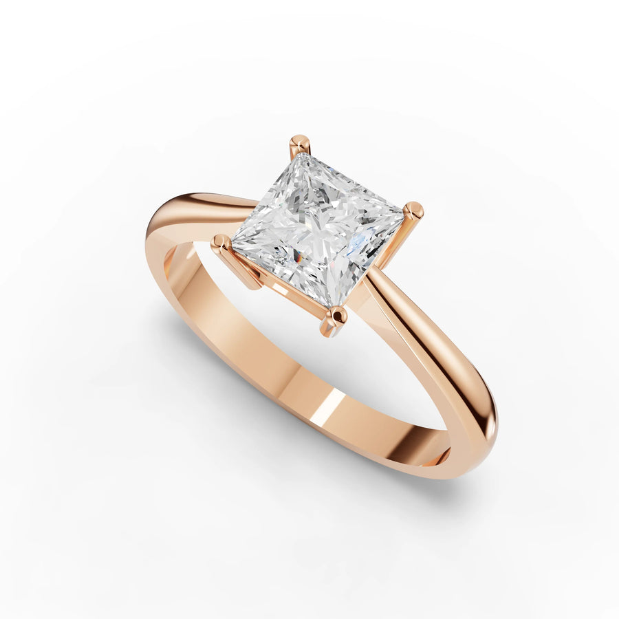 Princess diamond ring rose gold angle