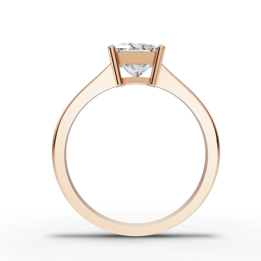 Princess lab-grown ring rose gold close-up