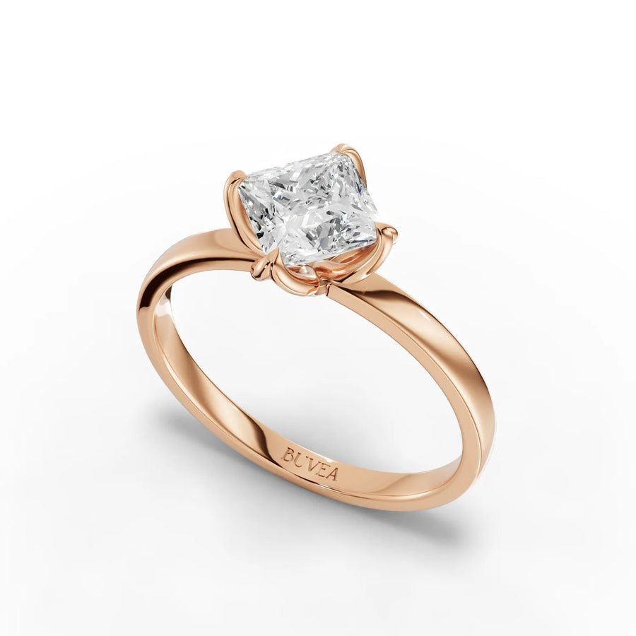 1.00 CT princess cut solitaire ring rose gold angle