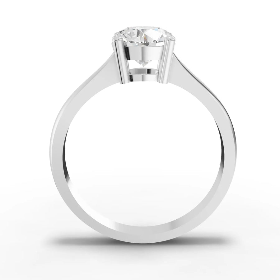 Round lab-grown ring white gold close-up