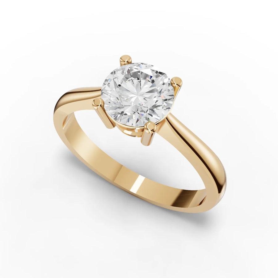 Round diamond ring yellow gold angle
