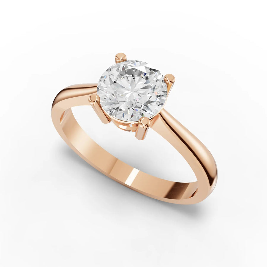 Round diamond ring rose gold angle
