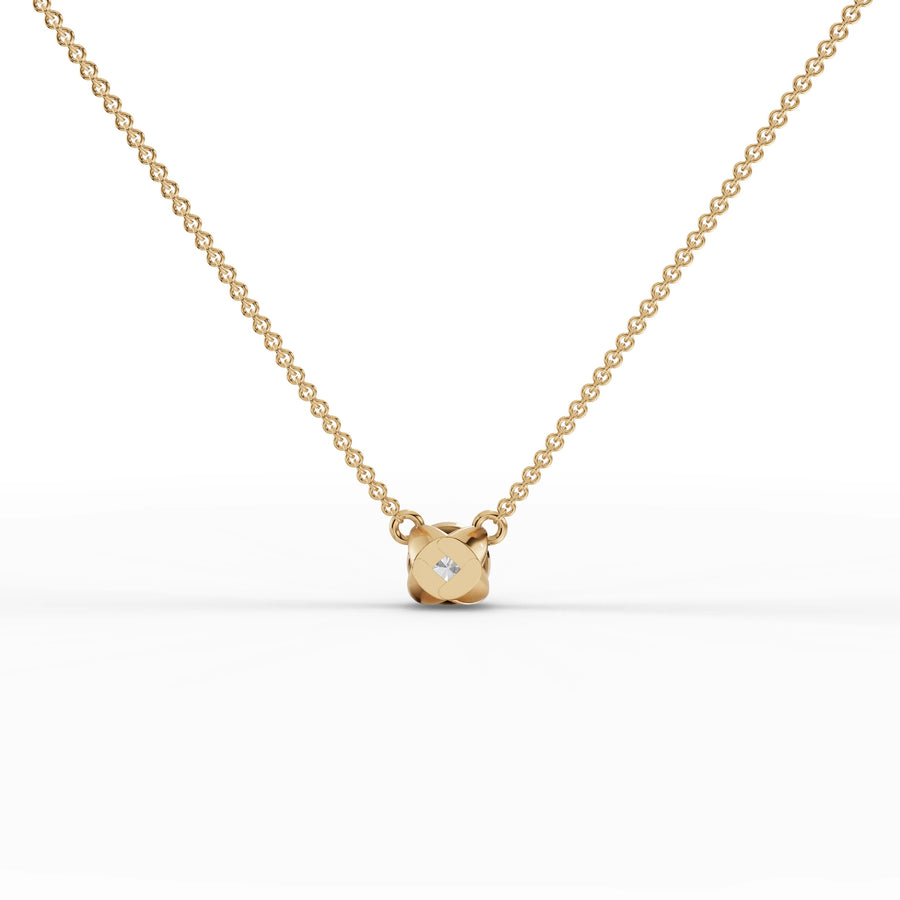 Lab-grown diamond solitaire pendant yellow gold close-up