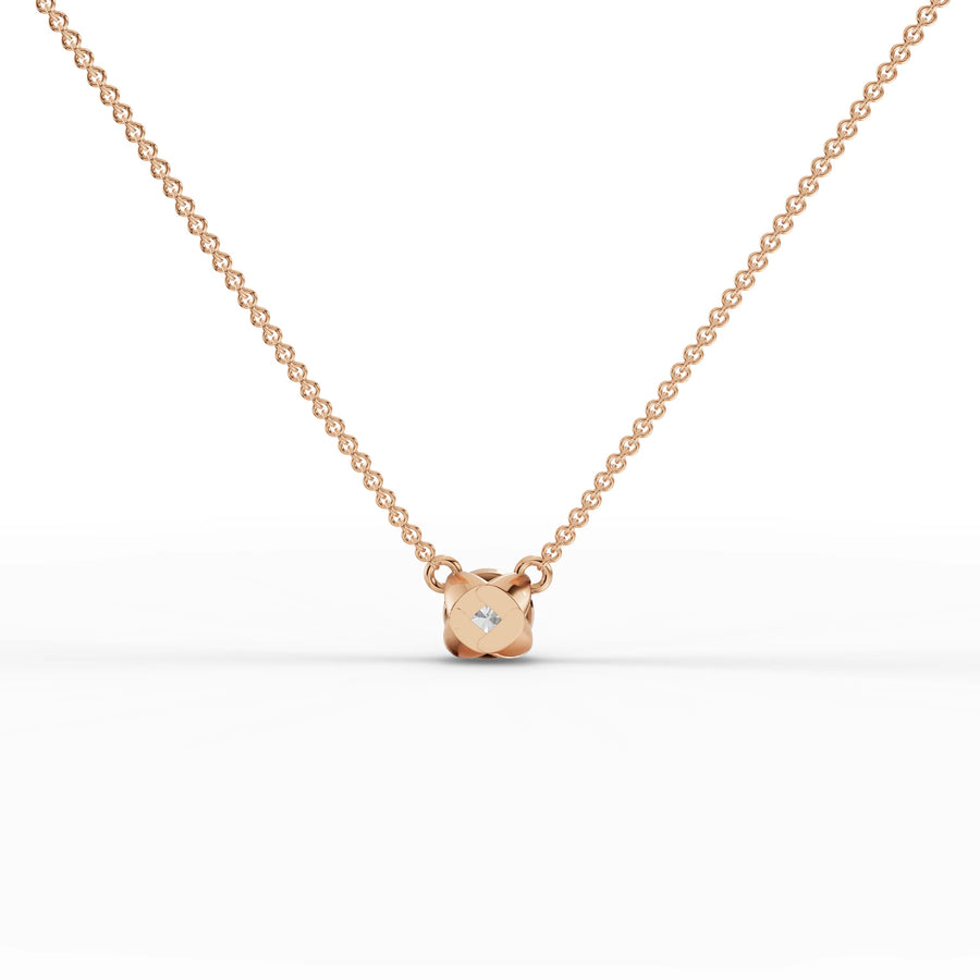 Lab-grown diamond solitaire pendant rose gold close-up