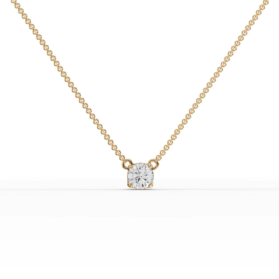 1.50 CT lab-grown diamond solitaire pendant yellow gold front view