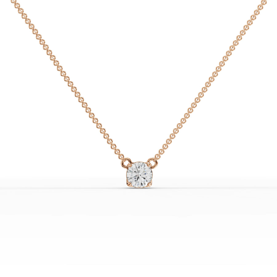 1.50 CT lab-grown diamond solitaire pendant rose gold front view