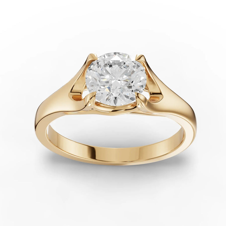 Yellow gold round diamond solitaire ring