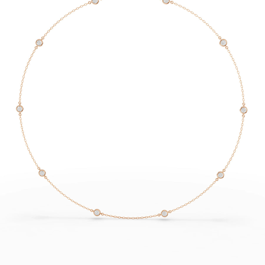 1.03 CT lab-grown diamond bezel necklace rose gold front view