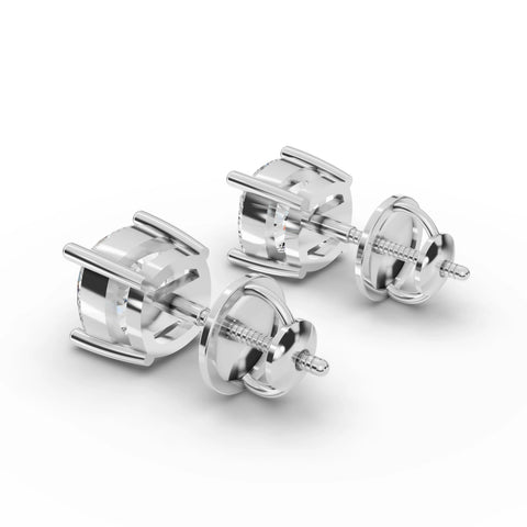 Cushion lab-grown stud earrings white gold close-up