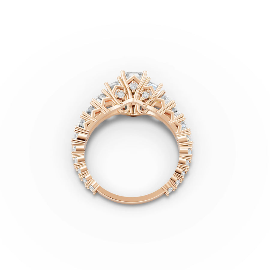 2.00 CT Emerald Lab Grown Diamond Accent Ring in rose gold, view 3