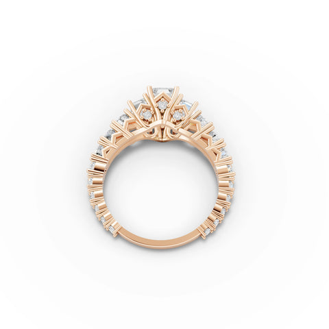 2.00 CT Emerald Lab Grown Diamond Accent Ring in rose gold, view 3