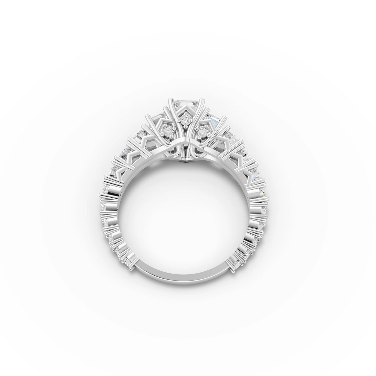 2.00 CT Emerald Lab Grown Diamond Accent Ring in white gold, view 3