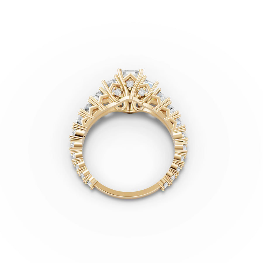 2.00 CT Emerald Lab Grown Diamond Accent Ring in yellow gold, view 3