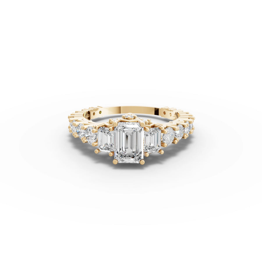 2.00 CT Emerald Lab Grown Diamond Accent Ring in yellow gold