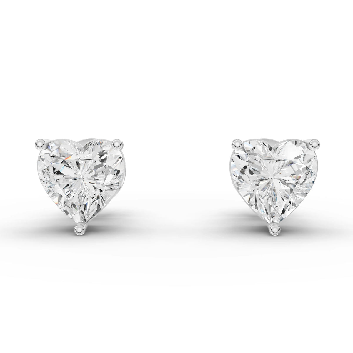 2.00 Ct Heart Solitaire Lab Diamond Studs in white gold