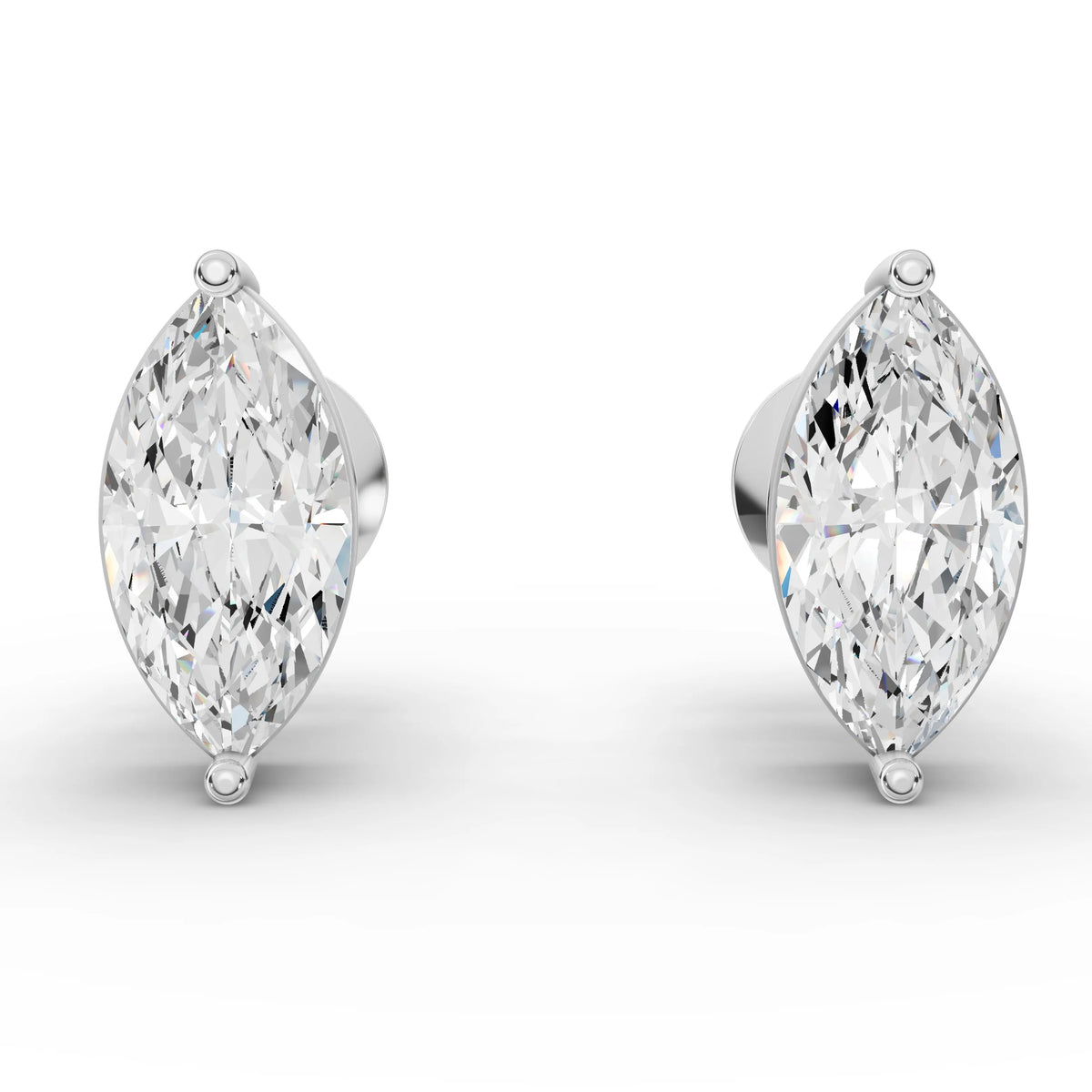 2.00 Ct Marquise Solitaire Lab Diamond Studs in white gold