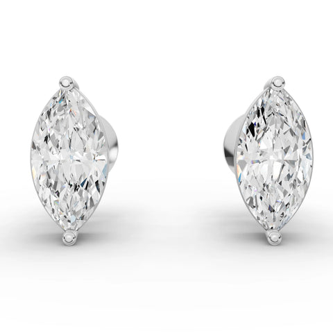 2.00 Ct Marquise Solitaire Lab Diamond Studs in white gold