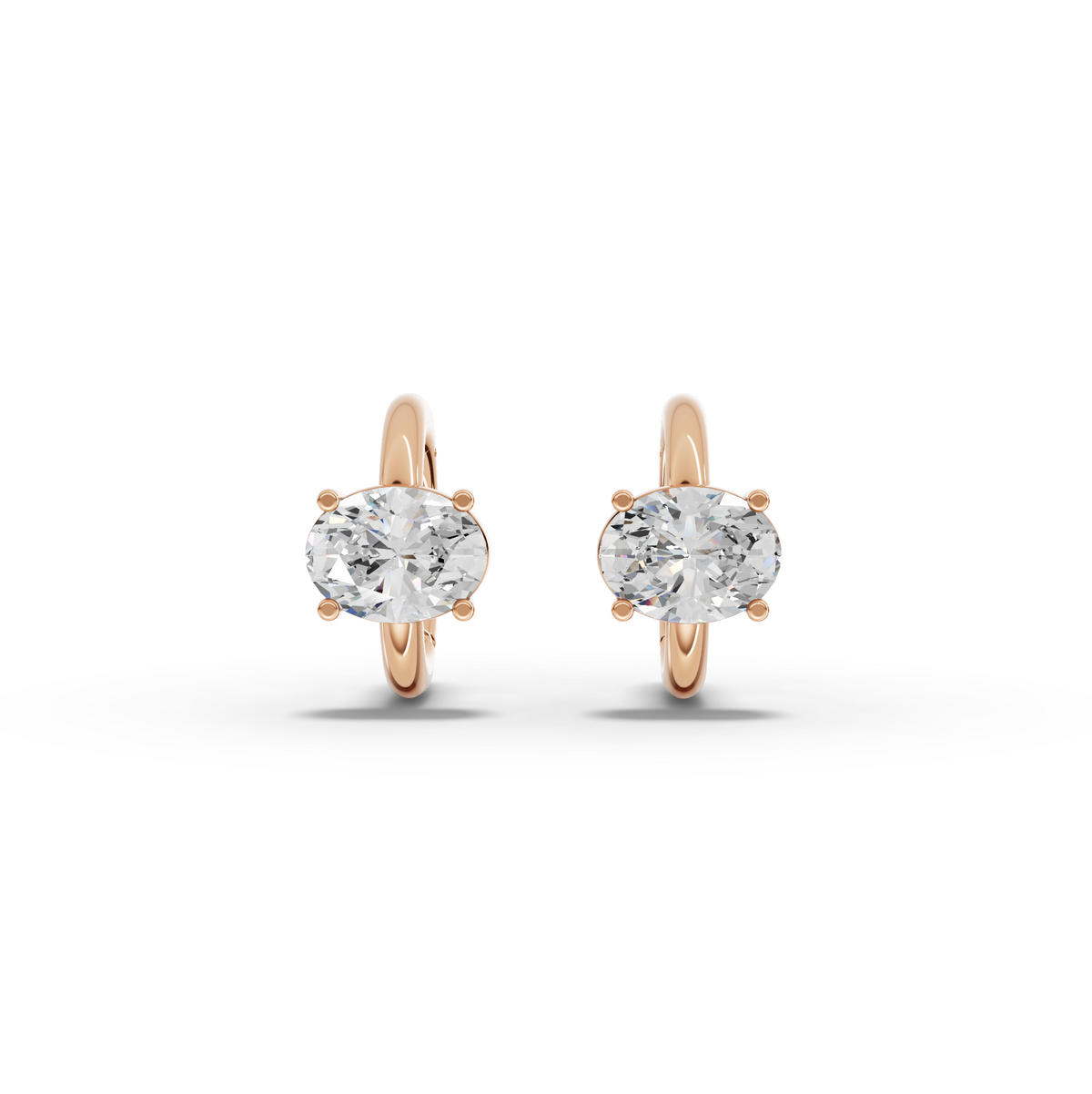 2.00 CT Oval Solitaire Lab Grown Diamond Hoop Earrings in rose gold