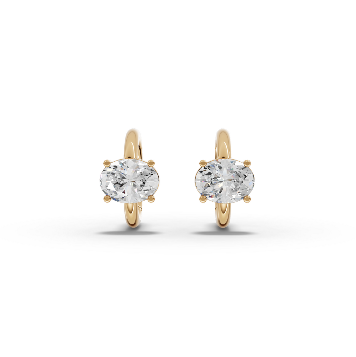 2.00 CT Oval Solitaire Lab Grown Diamond Hoop Earrings in yellow gold