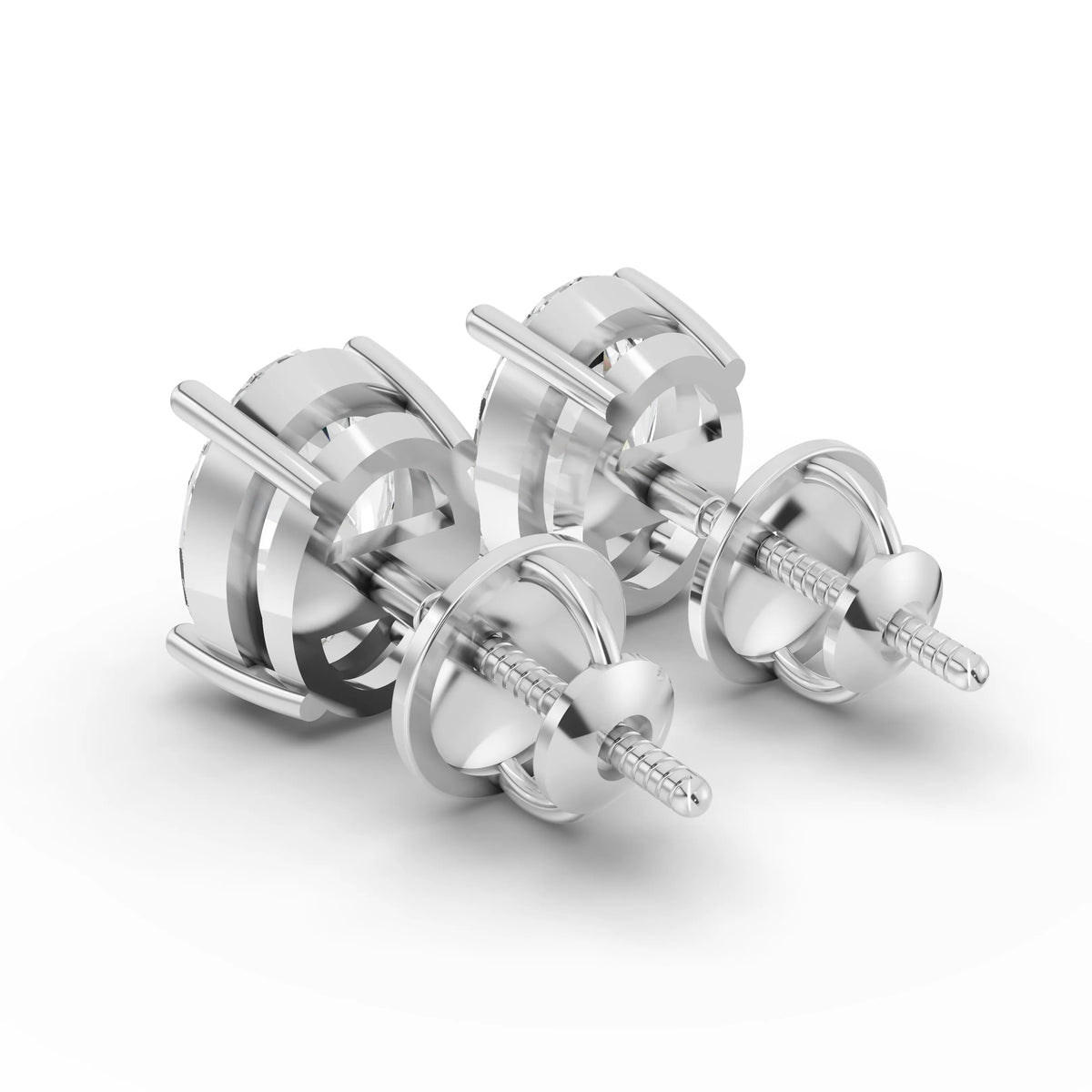 Oval lab-grown stud earrings white gold close-up
