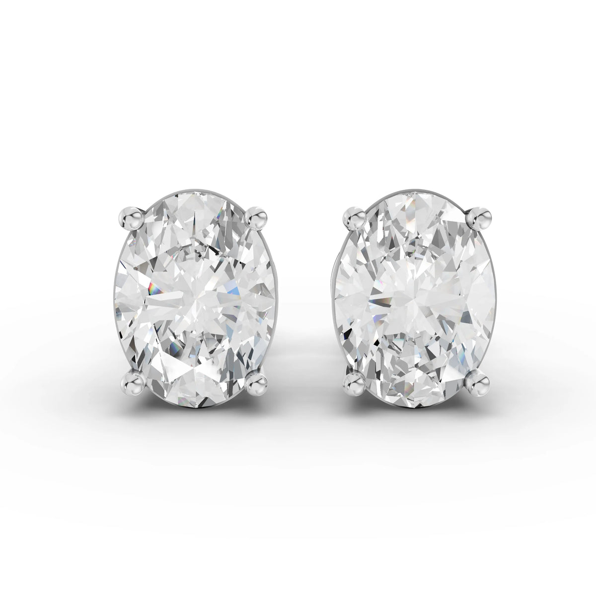 2.00 CT Oval Solitaire Lab Grown Diamond Studs in white gold