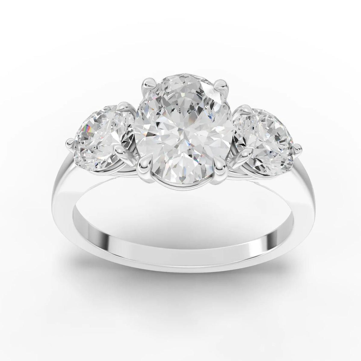 2.00 CT Oval Three-Stone Lab Grown Diamond Ring in white gold