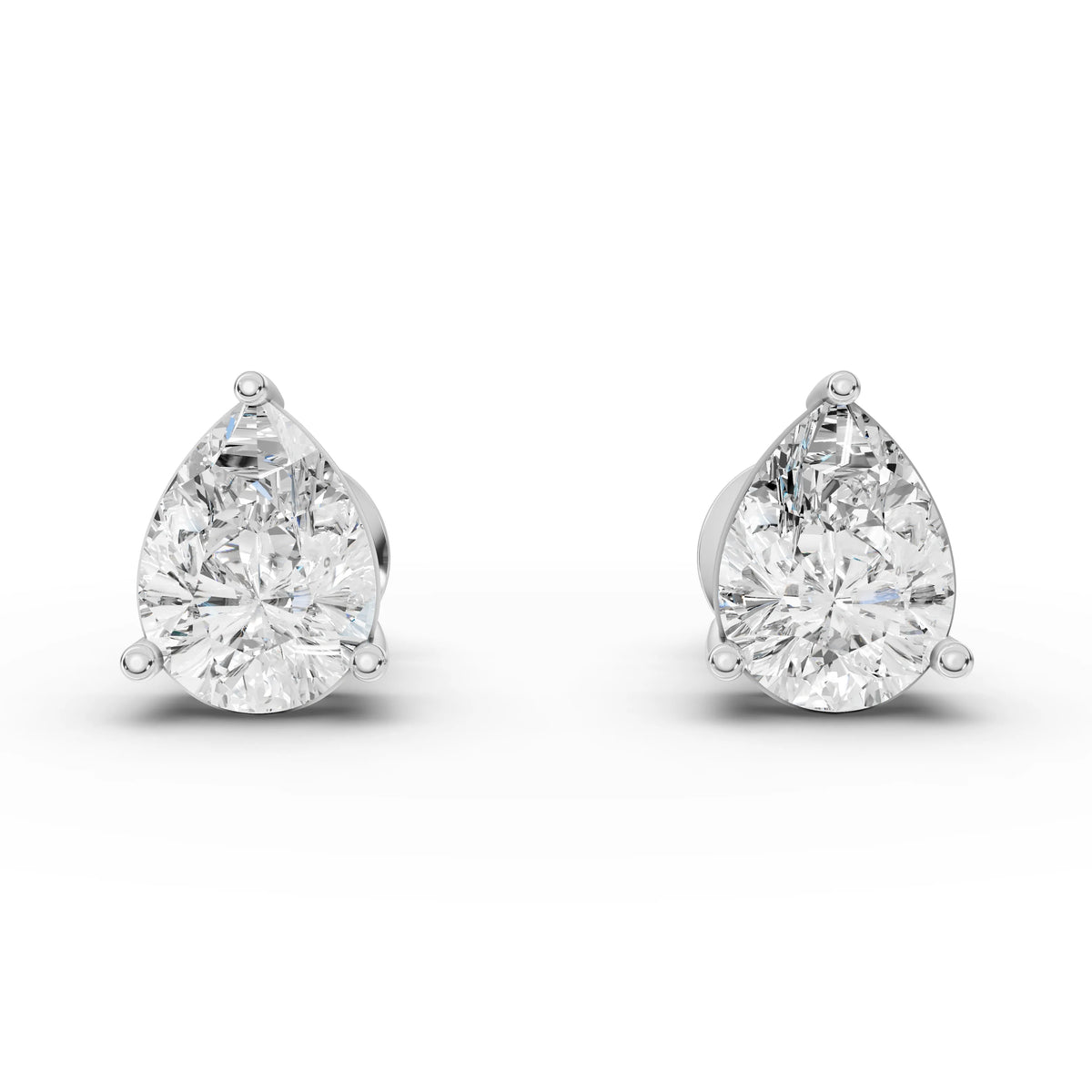 2.00 Ct Pear Solitaire Lab Diamond Studs in white gold