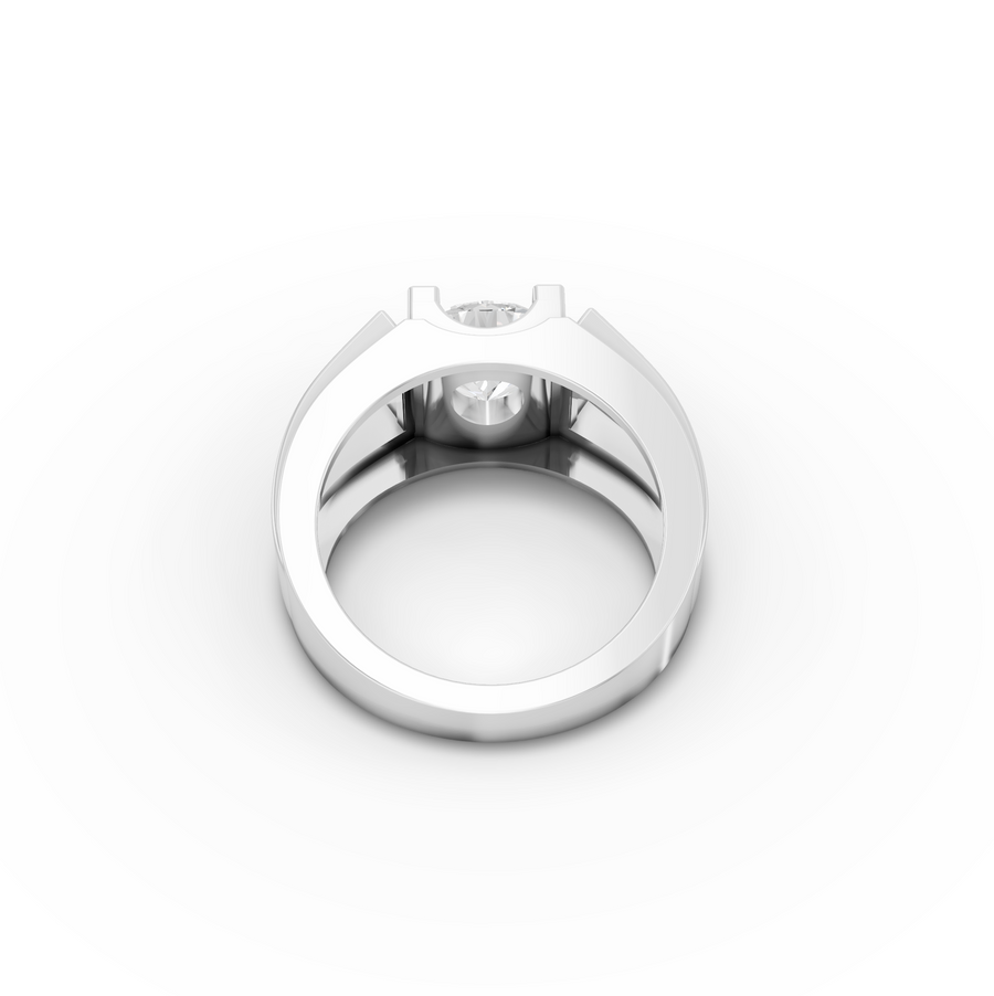 2.00 CT Round Lab Grown Diamond Prong Solitaire Men's Wide Band Ring, view 2