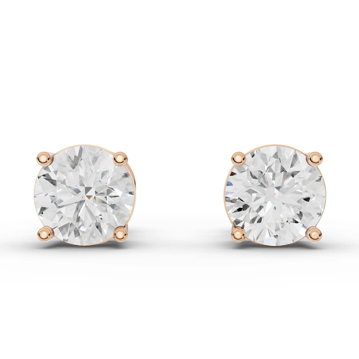 2.00 CT Round Lab Grown Diamond Stud Earrings in rose gold