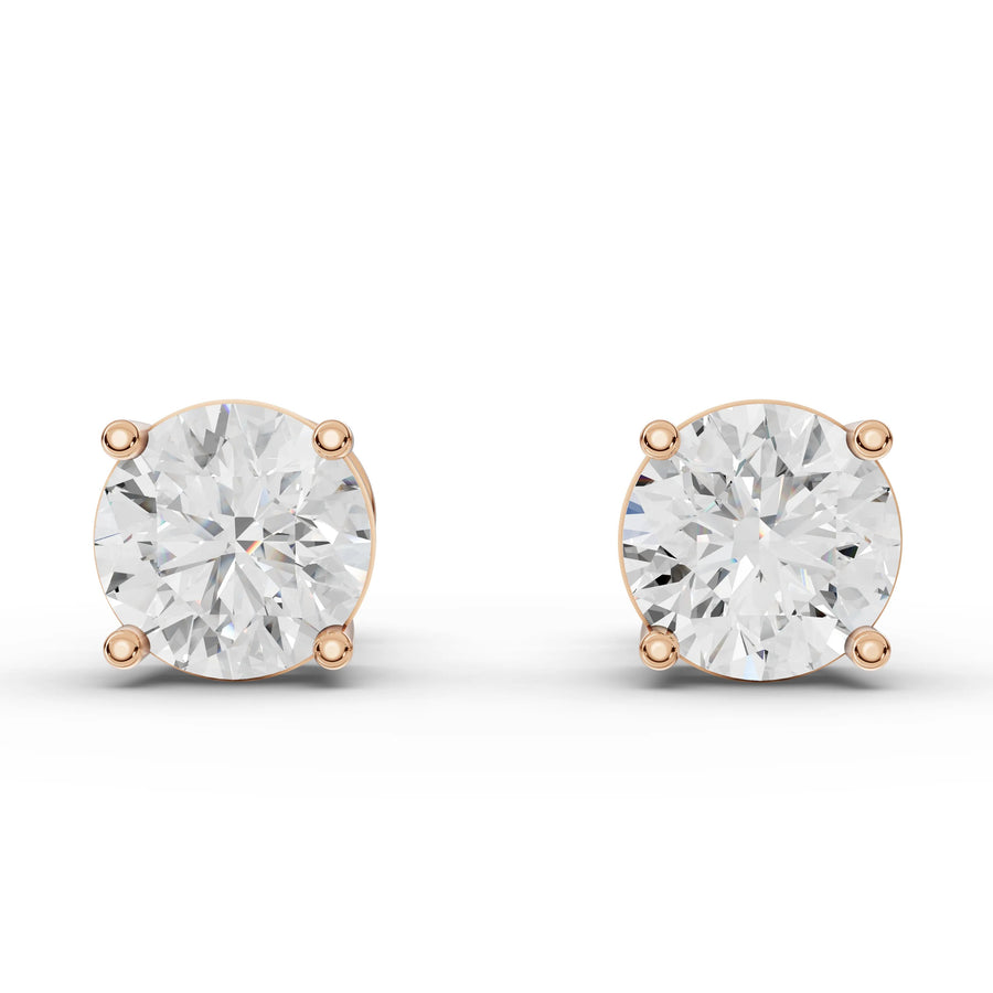 2.00 CT Round Lab Grown Diamond Stud Earrings in rose gold