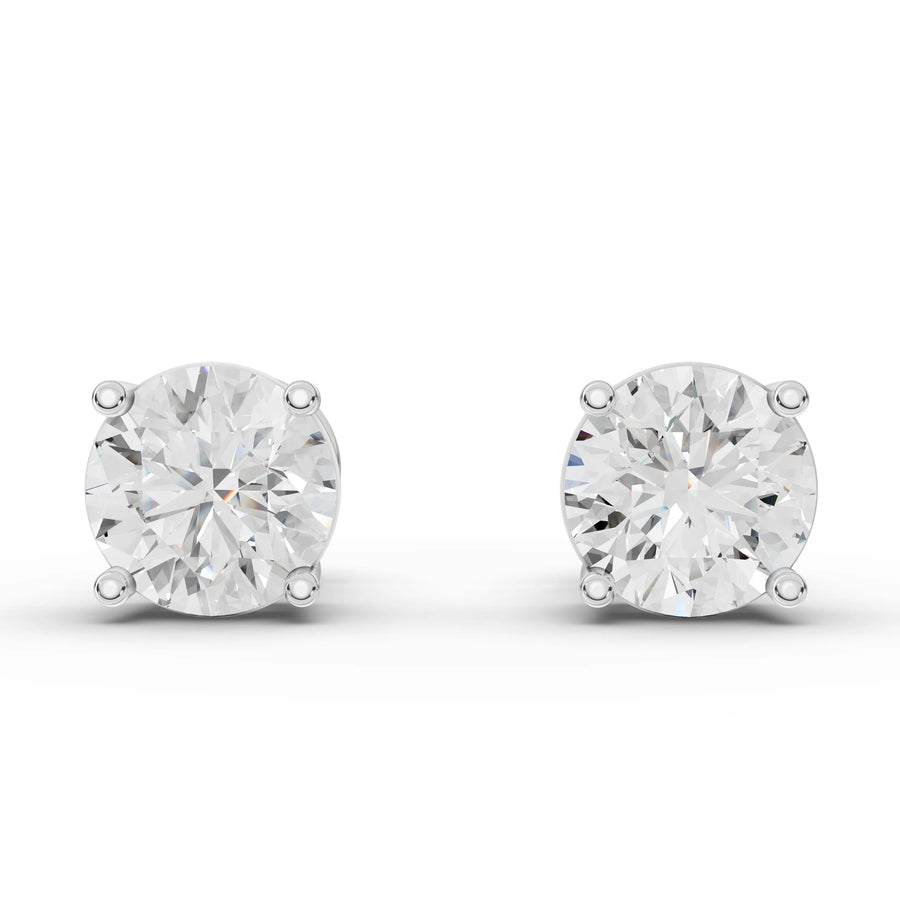 2.00 CT Round Lab Grown Diamond Stud Earrings in white gold