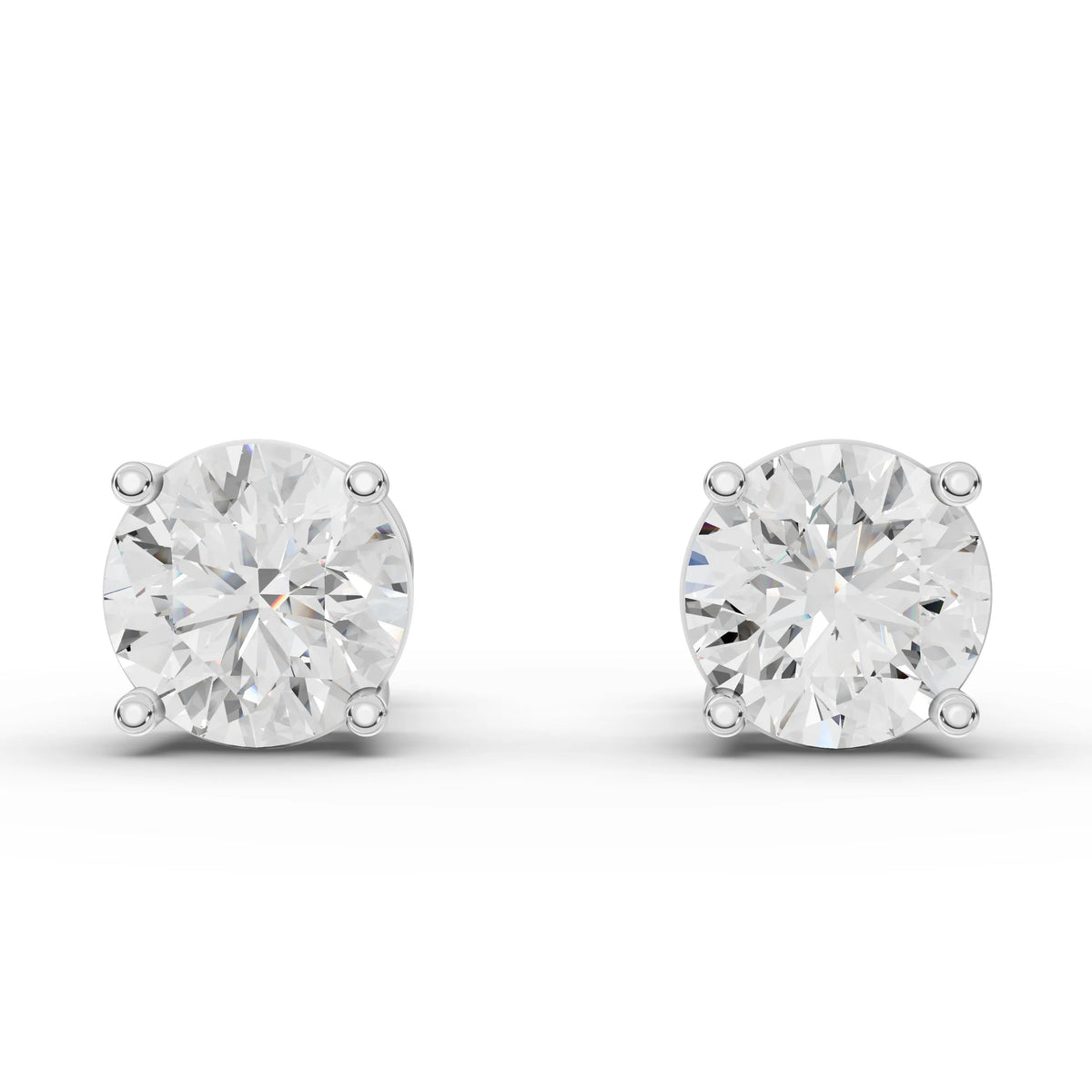 2.00 CT Round Lab Grown Diamond Stud Earrings in white gold