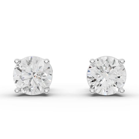2.00 CT Round Lab Grown Diamond Stud Earrings in white gold