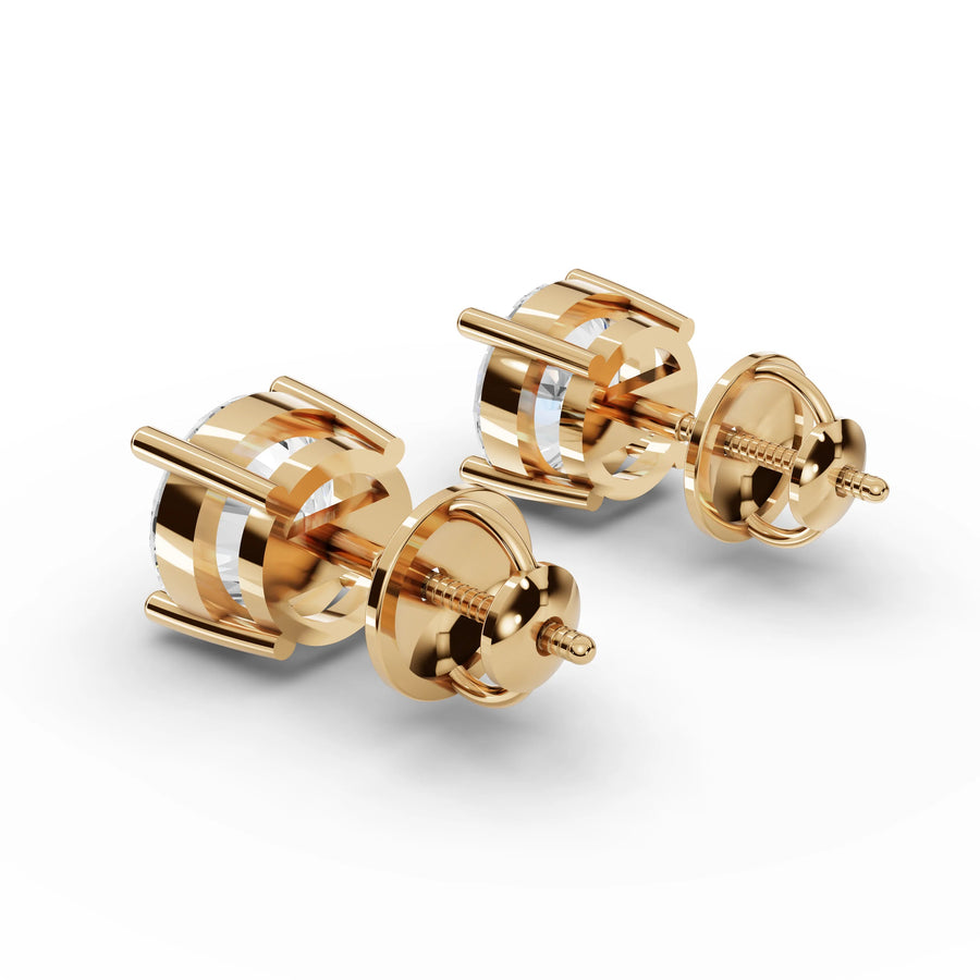 2.00 CT Round Lab Grown Diamond Stud Earrings, view 2