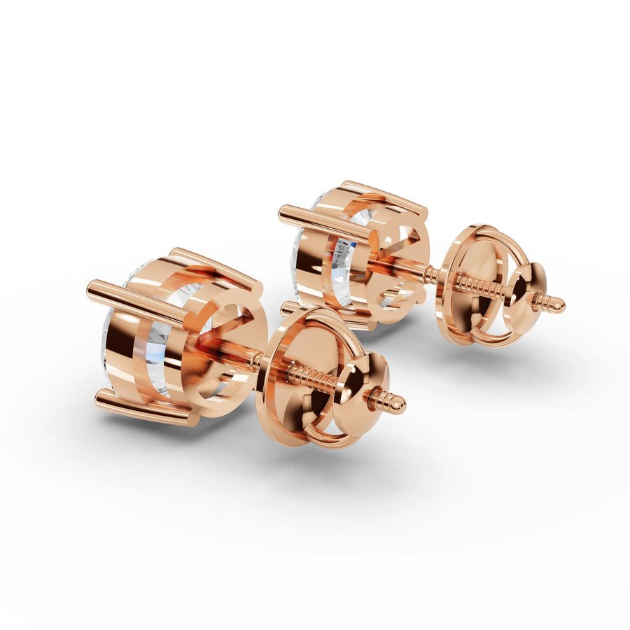 2.00 CT Round Lab Grown Diamond Stud Earrings, view 3