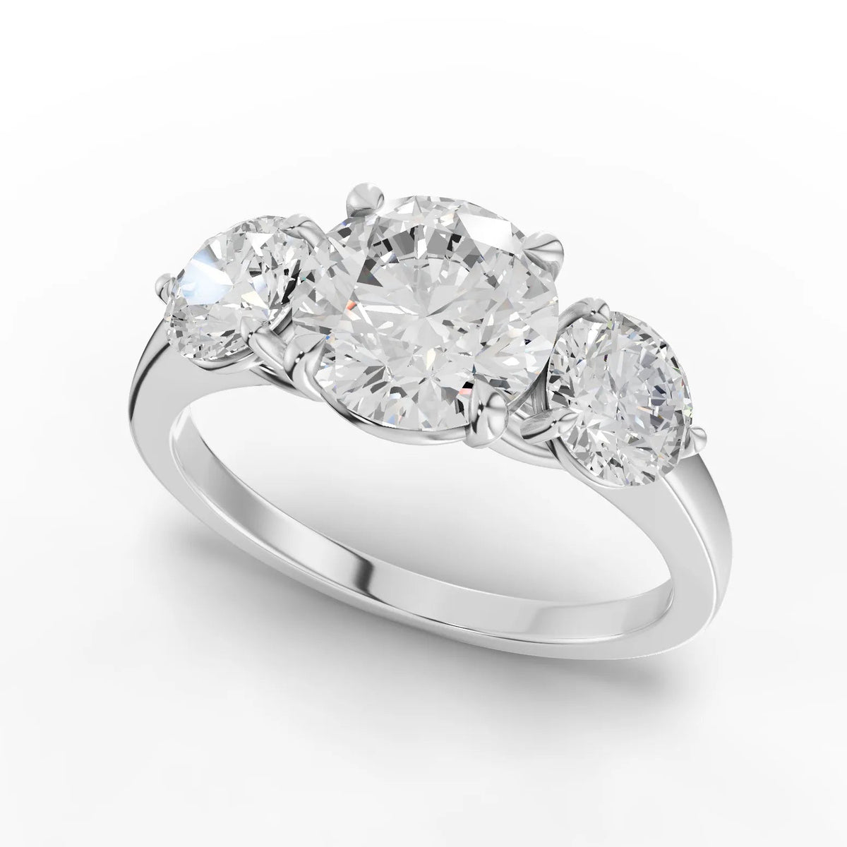 Round trinity diamond ring white gold angle